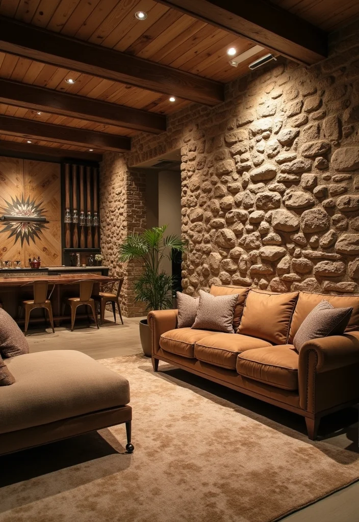 12 Basement Wall Ideas for Updated Stylish Finishes - 5. Stone Accent Walls for a Rustic Touch