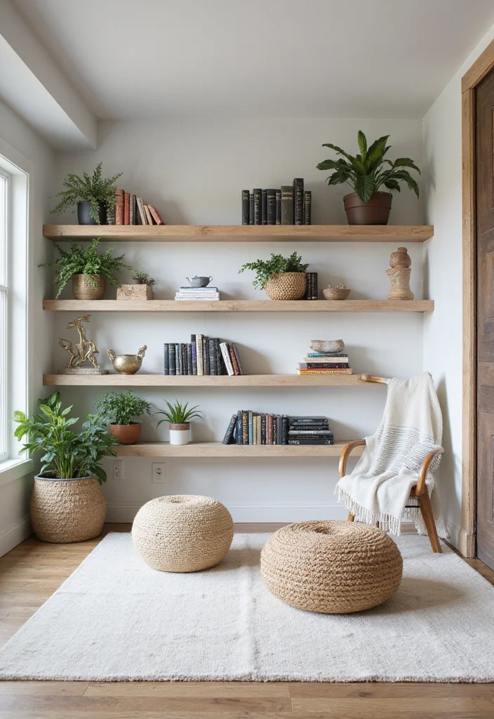 12 Basement Wall Ideas for Updated Stylish Finishes - 6. Floating Shelves for Style and Storage