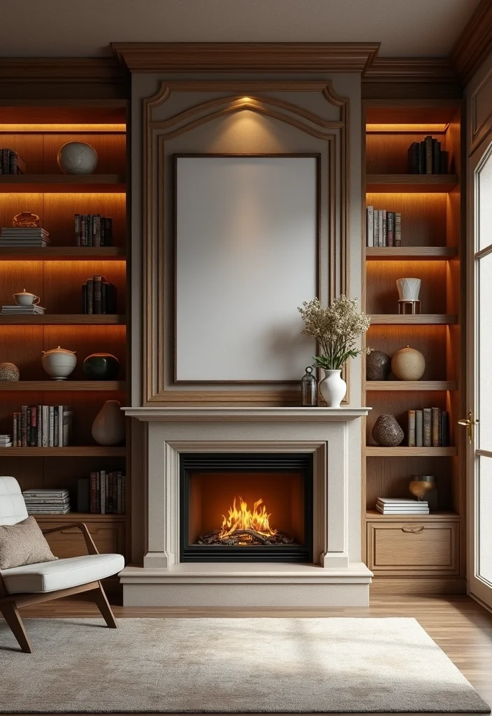 12 Built In Fireplace Ideas for Integrated Modern Living 2. Integrated Bookshelf Fireplaces