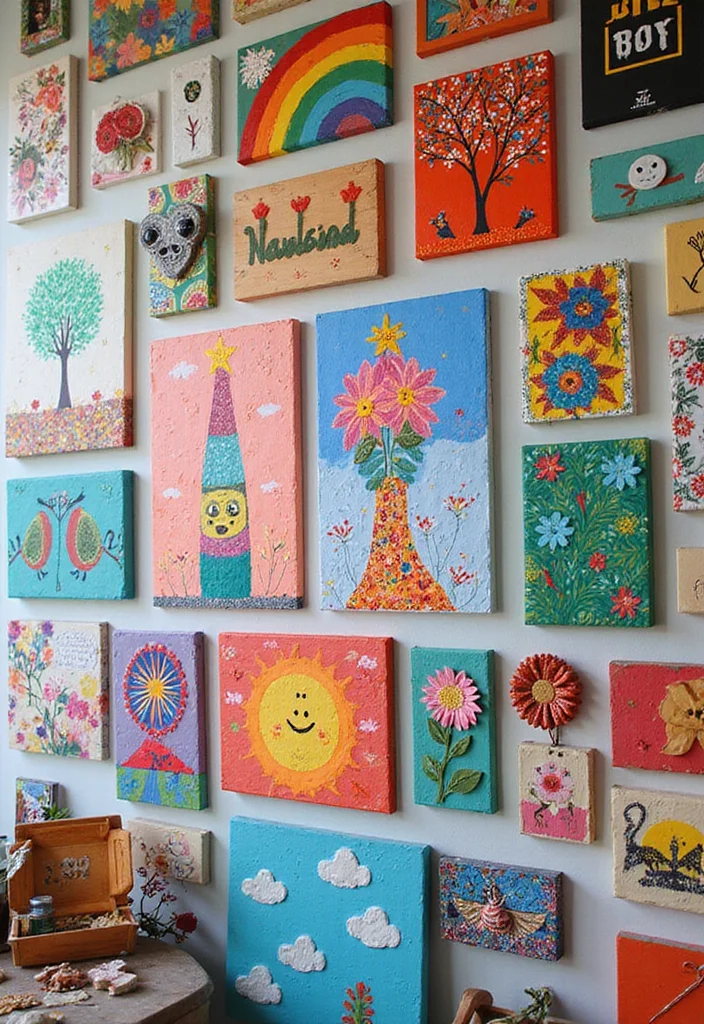 12 Collage Wall Decor Ideas for Personal Creative Expression 111 12 Collage Wall Decor Ideas for Personal Creative Expression - 11. DIY Artwork Showcase