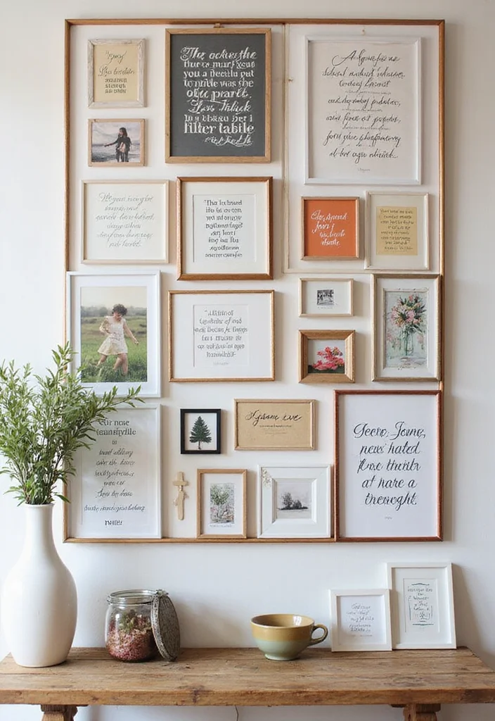 12 Collage Wall Decor Ideas for Personal Creative Expression 34 12 Collage Wall Decor Ideas for Personal Creative Expression - 4. Inspirational Quote Gallery