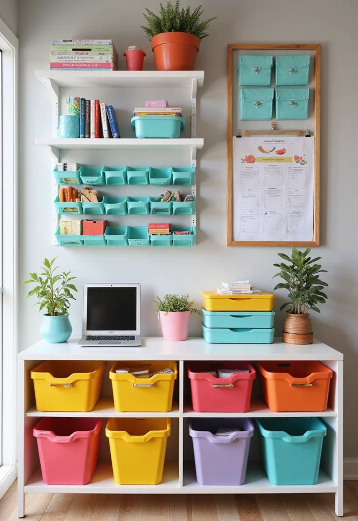 12 Colorful Office Ideas for Energetic Inspiring Decor - 11. Creative Storage Solutions