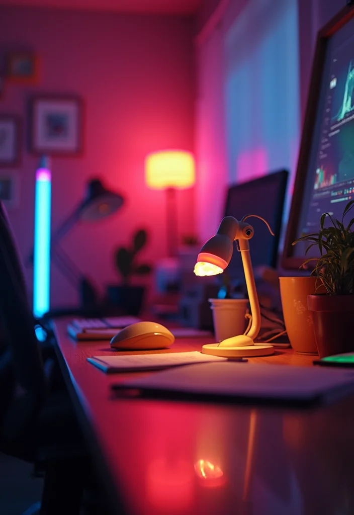 12 Colorful Office Ideas for Energetic Inspiring Decor - 9. Bright Lighting