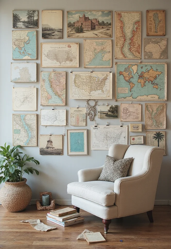 12 Cottagecore Wall Decor Ideas for Soft Whimsical Charm 100 12 Cottagecore Wall Decor Ideas for Soft Whimsical Charm 10. Vintage Postcards and Maps