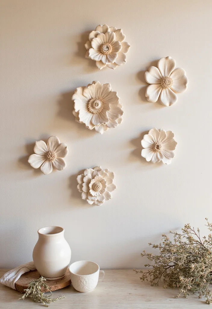 12 Cottagecore Wall Decor Ideas for Soft Whimsical Charm 111 12 Cottagecore Wall Decor Ideas for Soft Whimsical Charm 11. Handmade Clay Wall Art