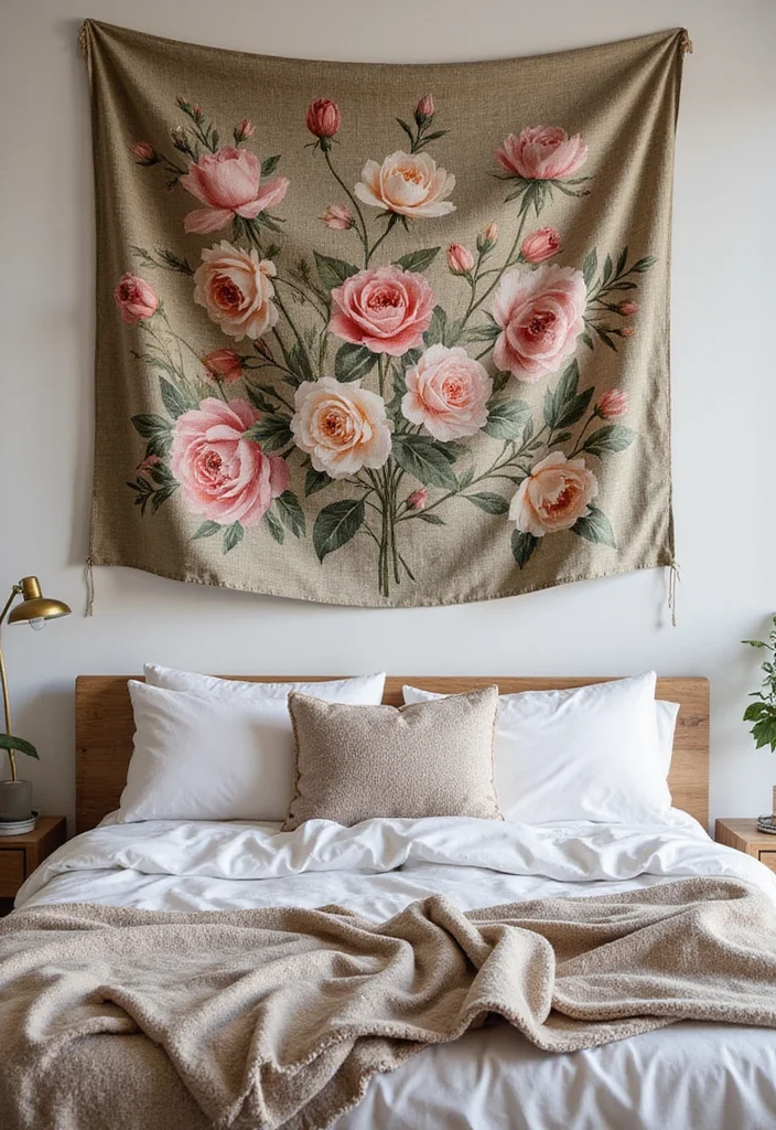 12 Cottagecore Wall Decor Ideas for Soft Whimsical Charm 56 12 Cottagecore Wall Decor Ideas for Soft Whimsical Charm 6. Floral Tapestries