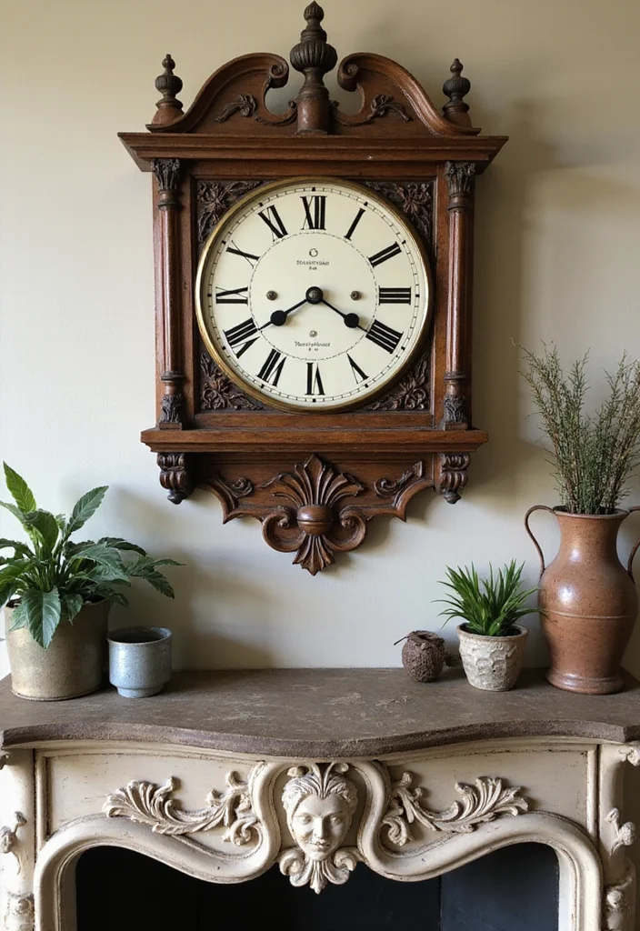 12 Cottagecore Wall Decor Ideas for Soft Whimsical Charm 89 12 Cottagecore Wall Decor Ideas for Soft Whimsical Charm 9. Antique Wall Clocks