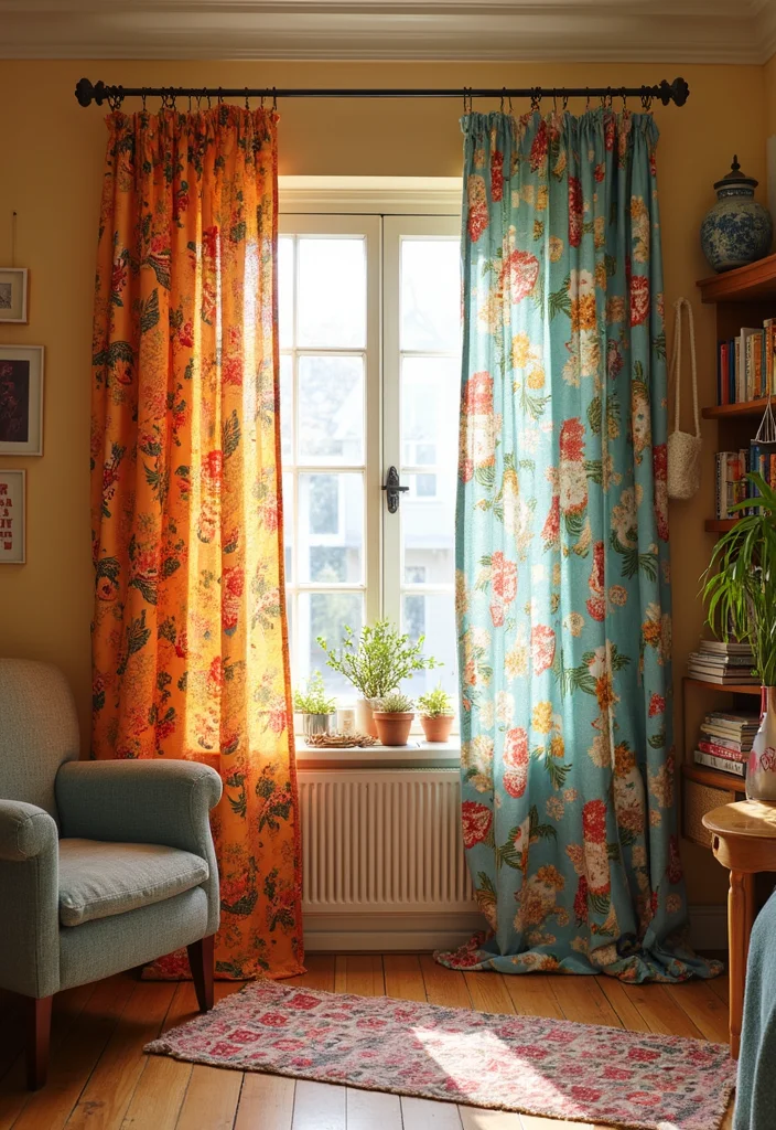 12 Curtain Panel Ideas for Fresh Updated Window Style - 10. Upcycled Fabric Curtains