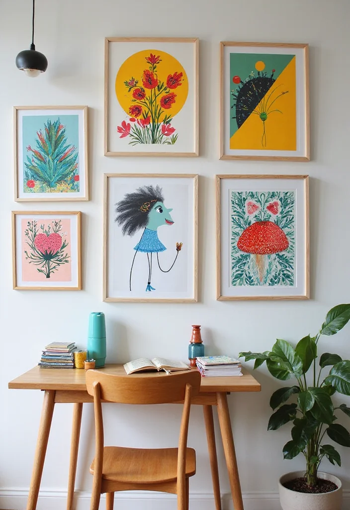 12 Cute Office Ideas for Soft Playful Work Vibes 1 12 Cute Office Ideas for Soft Playful Work Vibes - 1. Whimsical Wall Art