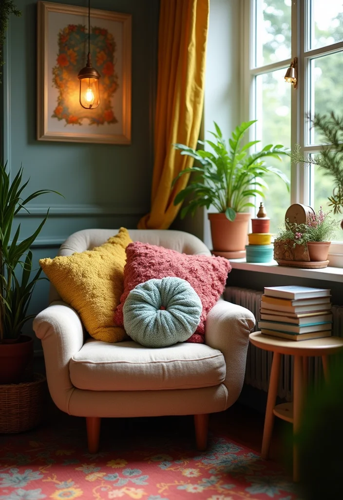 12 Cute Office Ideas for Soft Playful Work Vibes 12 12 Cute Office Ideas for Soft Playful Work Vibes - 2. Cozy Nook for Reading