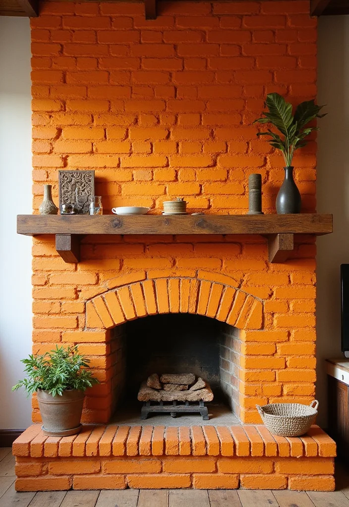 12 DIY Fireplace Ideas for a Budget-Friendly Transformation - 1. Colorful Painted Brick