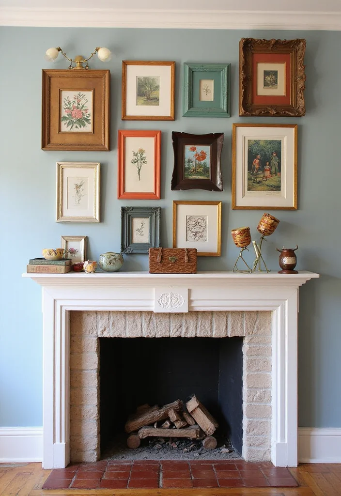 12 DIY Fireplace Ideas for a Budget-Friendly Transformation - 6. Gallery Wall Above the Fireplace