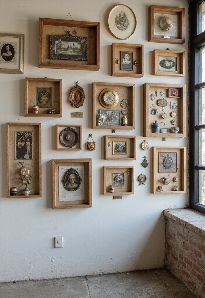 12 Eclectic Wall Decor Ideas for Creative Mixed Style - 9. Artful Shadow Boxes