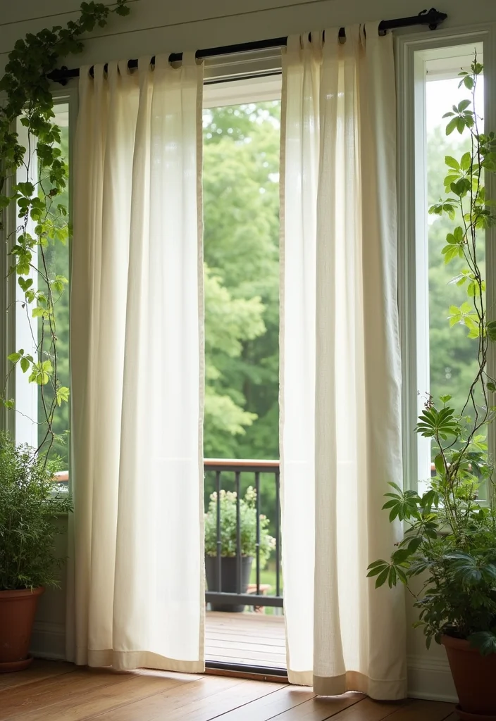 12 Enclosed Porch Curtain Ideas for Breezy Outdoor Comfort - 1. Sheer Organic Cotton Curtains