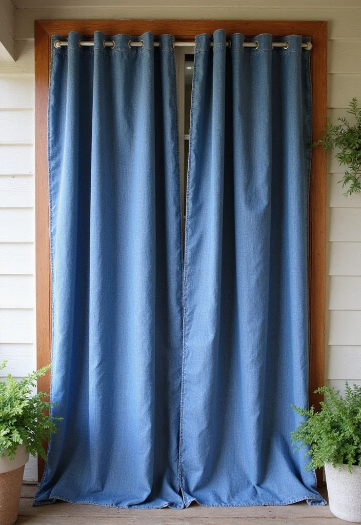 12 Enclosed Porch Curtain Ideas for Breezy Outdoor Comfort - 2. Recycled Denim Panels