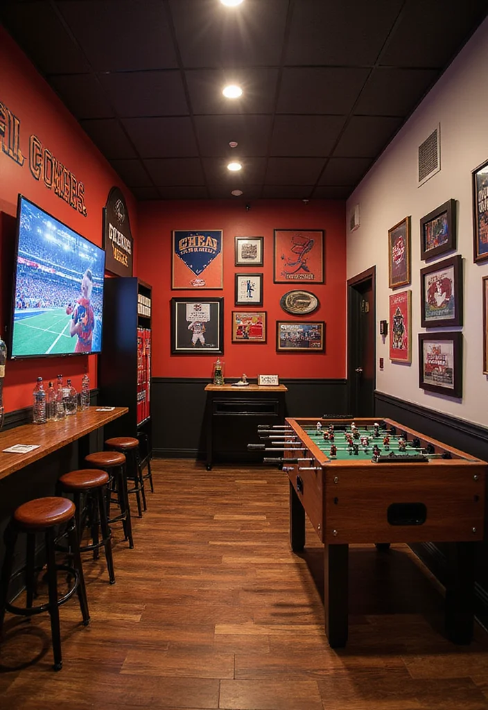 12 Game Room Basement Ideas for Fun Social Activity - 3. Sports Fanatic's Haven