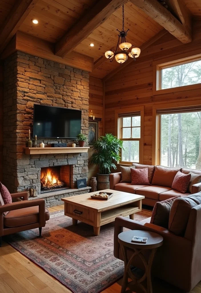 12 Game Room Basement Ideas for Fun Social Activity - 6. Cozy Cabin Retreat
