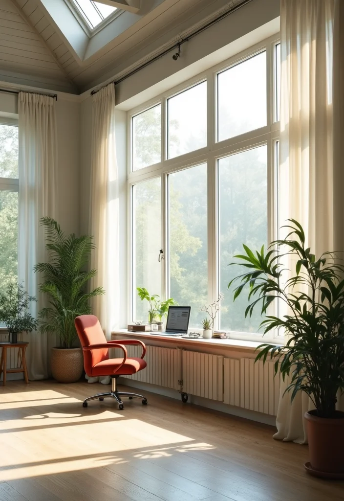 12 Garage Office Ideas for Quiet Functional Workspace - 1. Bright and Breezy: Maximize Natural Light