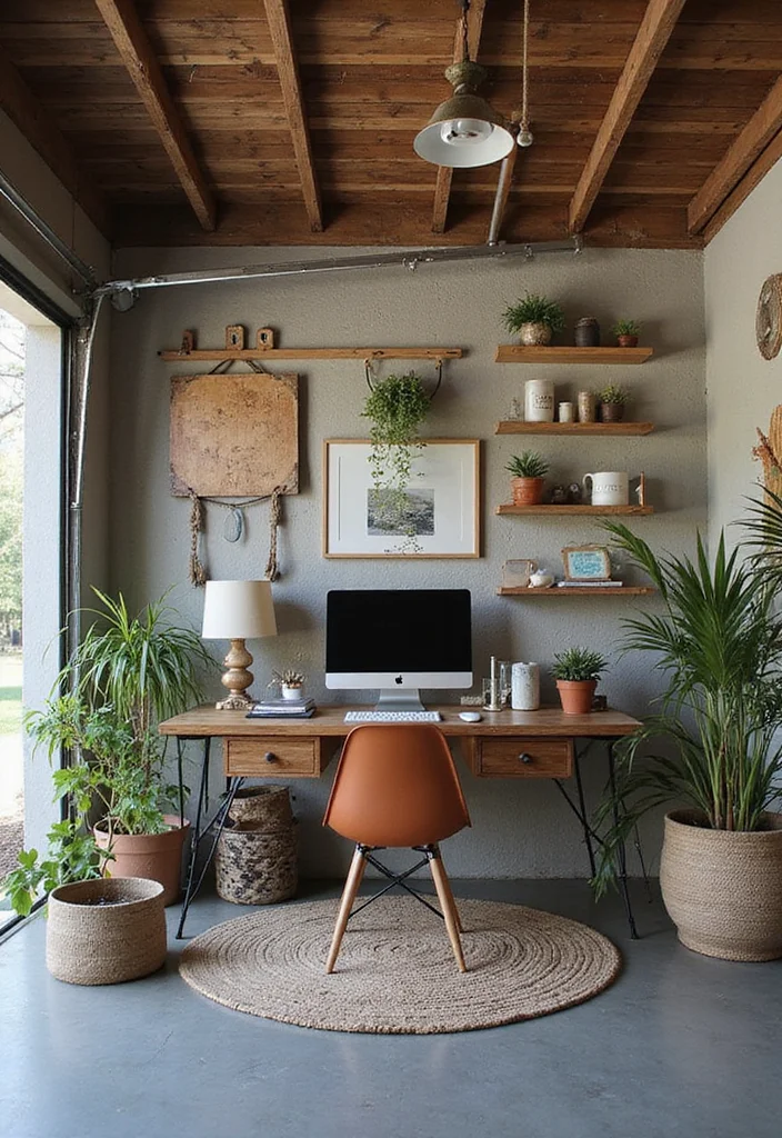 12 Garage Office Ideas for Quiet Functional Workspace - 4. Recycled Materials for Decor