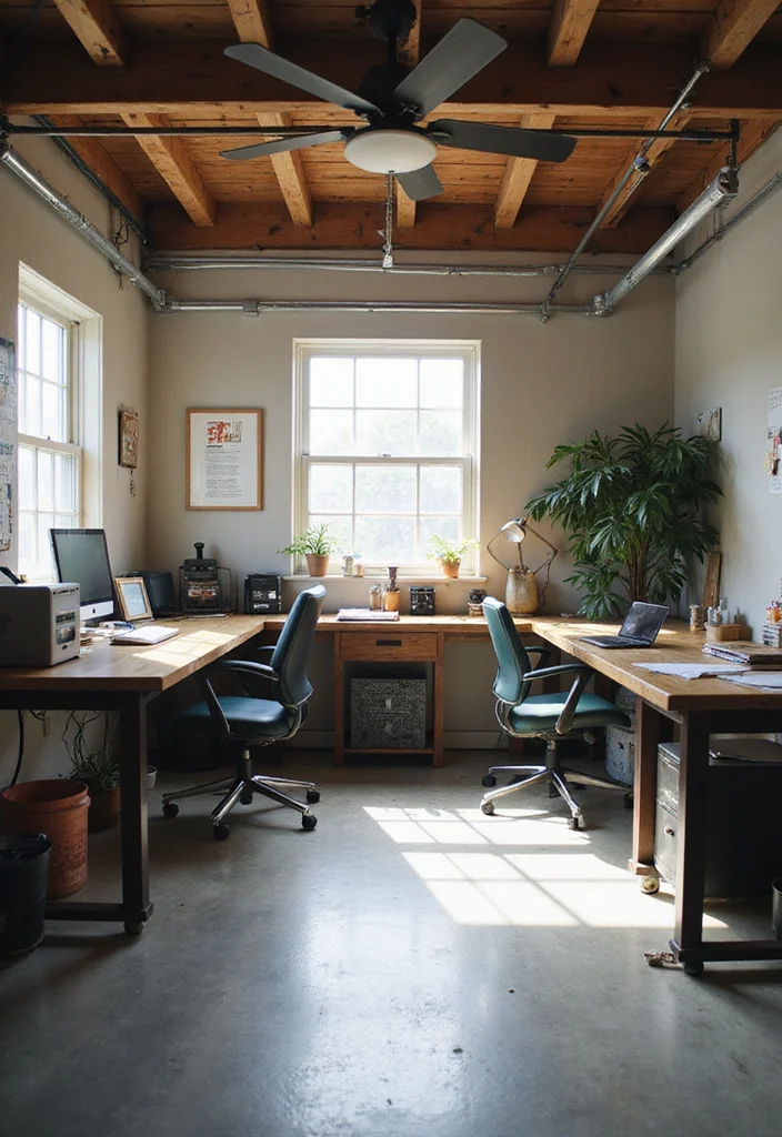 12 Garage Office Ideas for Quiet Functional Workspace - 8. Flexible Working Zones