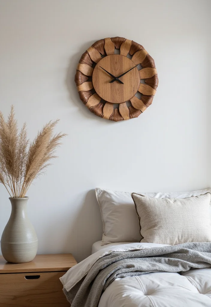 12 Guest Bedroom Wall Decor Ideas for Welcoming Soft Style - 10. Artful Wall Clocks