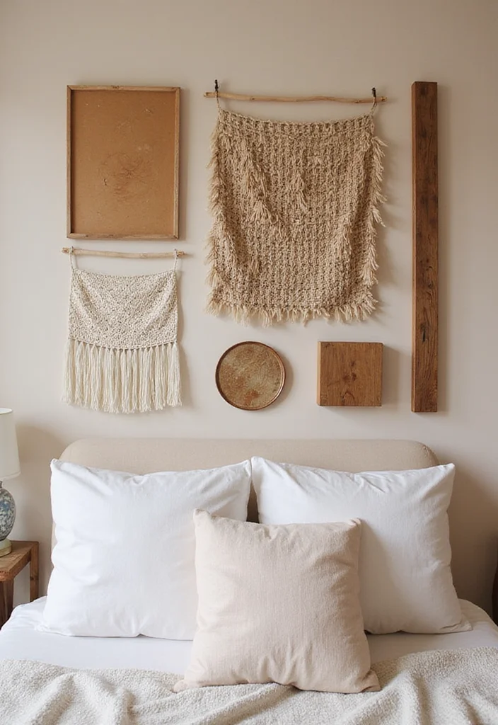 12 Guest Bedroom Wall Decor Ideas for Welcoming Soft Style - 5. Textured Wall Art