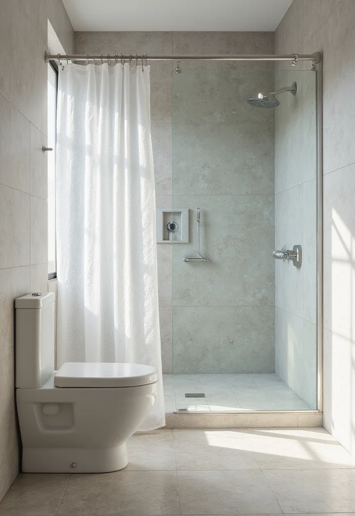 12 Hanging Shower Curtain Ideas for Clean Functional Design - 10. Clear Choices