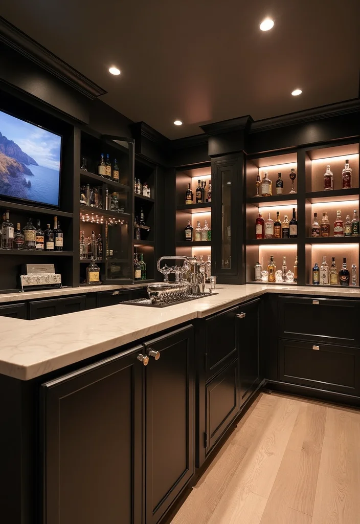 12 Modern Basement Bar Ideas for Sleek Entertaining Areas - 11. Smart Tech Integration