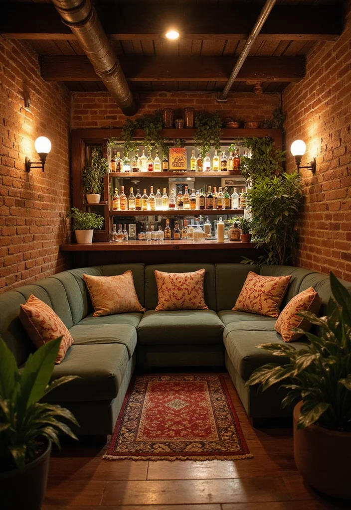 12 Modern Basement Bar Ideas for Sleek Entertaining Areas - 5. Cozy Homey Nook