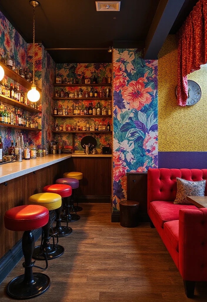 12 Modern Basement Bar Ideas for Sleek Entertaining Areas - 6. Eclectic Glam