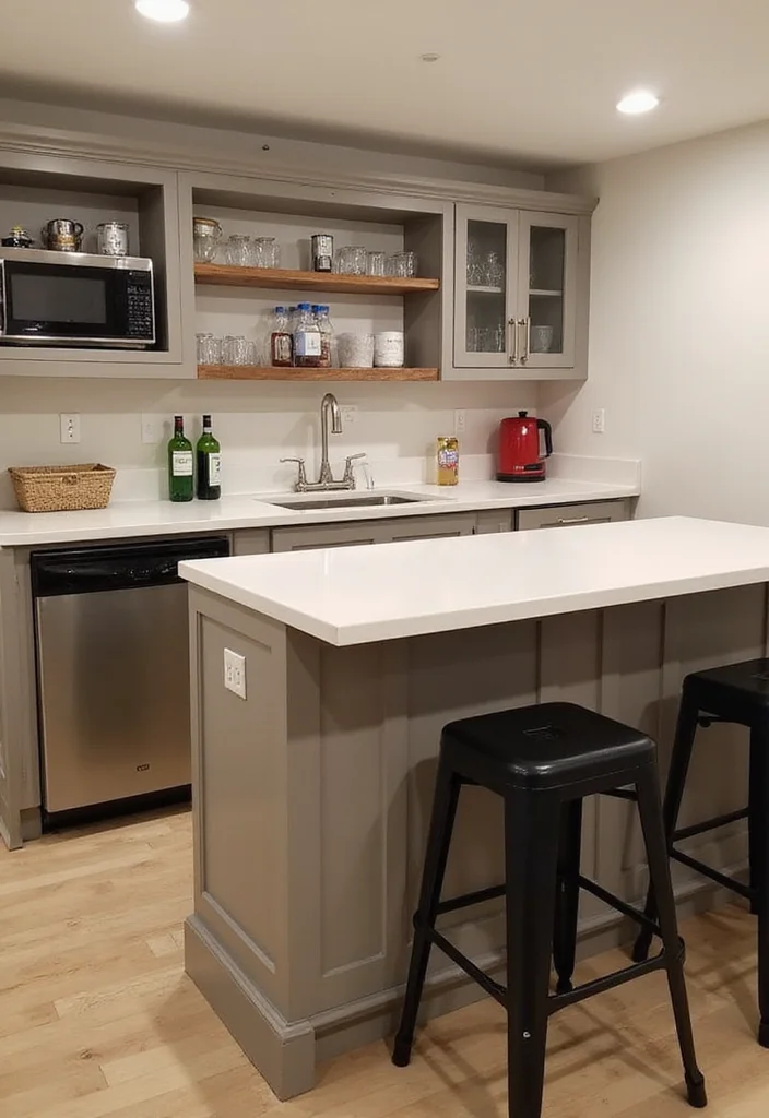 12 Modern Basement Bar Ideas for Sleek Entertaining Areas - 7. Simple and Functional