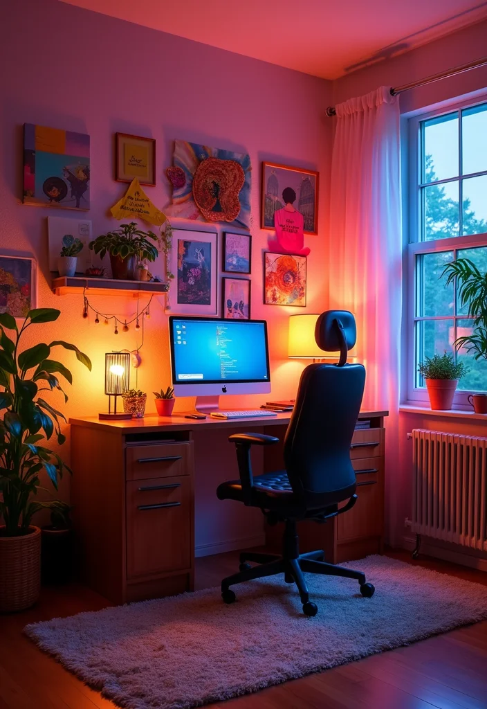 12 Office Lighting Ideas for Brighter Productive Spaces - 9. Colorful Accent Lighting