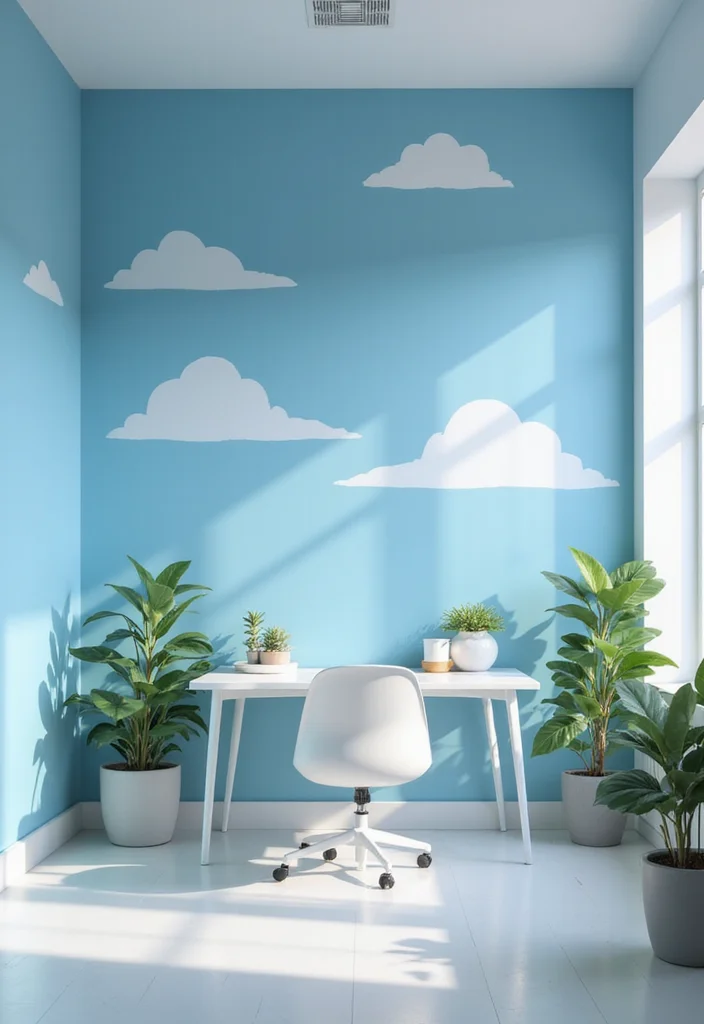 12 Office Painting Ideas for Fresh Motivating Walls 34 12 Office Painting Ideas for Fresh Motivating Walls 4. Tranquil Blue