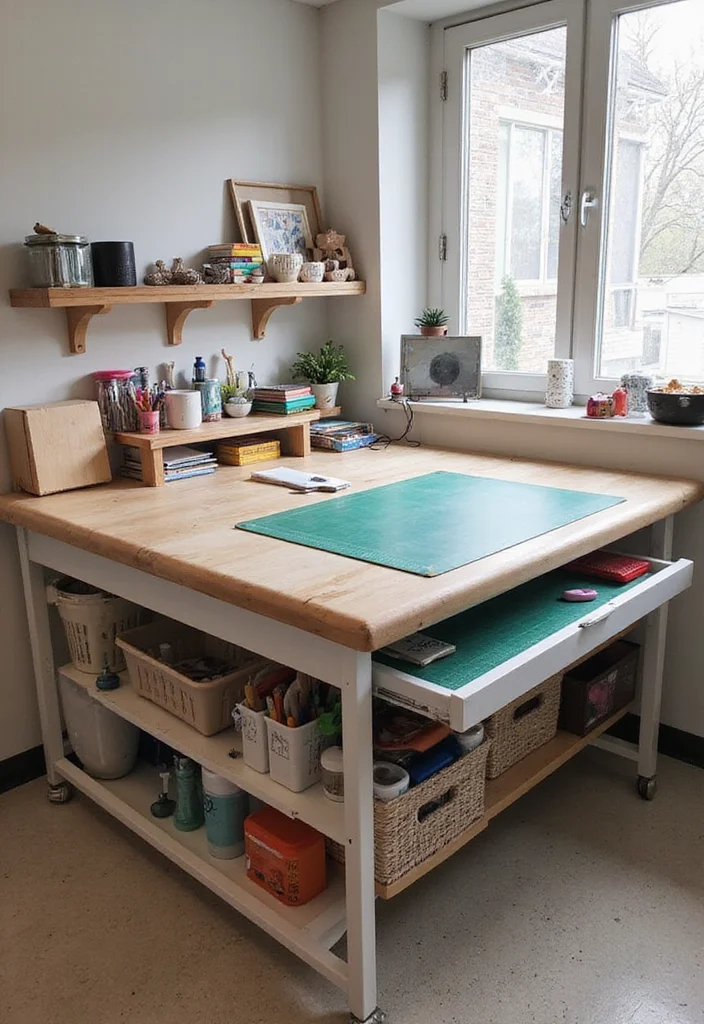 12 Office and Craft Room Ideas for Dual Purpose Creativity 10. Versatile Craft Table Ideas