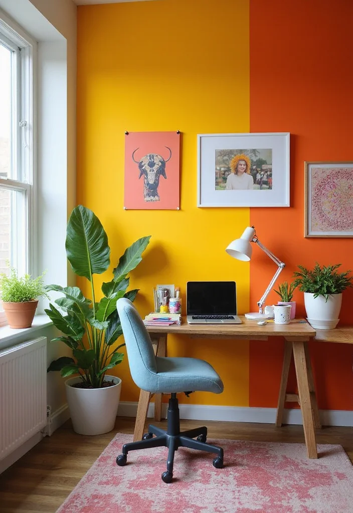 12 Office and Craft Room Ideas for Dual Purpose Creativity 11. Colorful Accent Wall