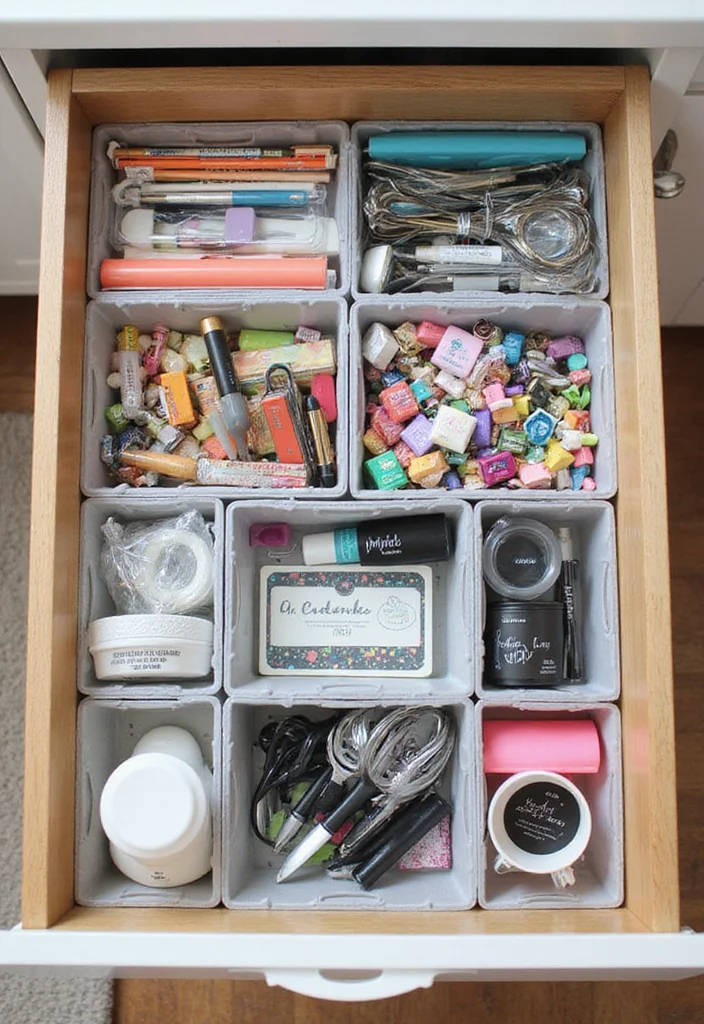12 Office and Craft Room Ideas for Dual Purpose Creativity 9. Innovative Drawer Organizers