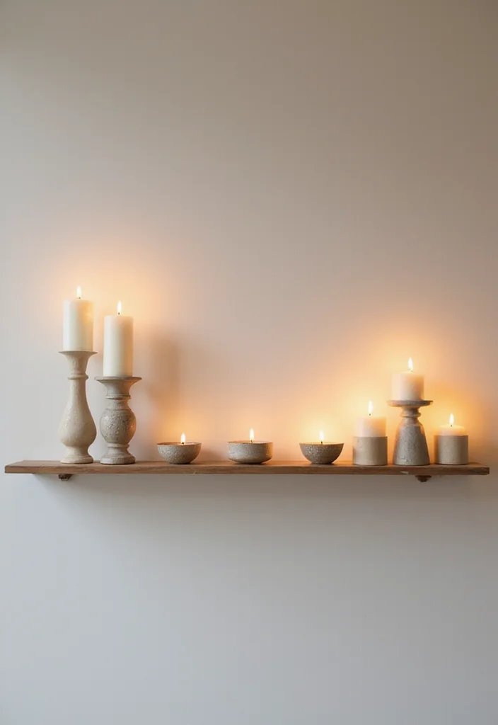 12 Wall Ledge Decor Ideas for Minimal Display Variety - 3. Cozy Candle Collection