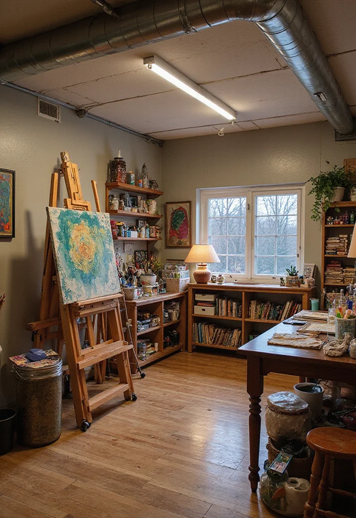 14 Basement Layout Ideas for Efficient Multi Zone Use - 2. Artistic Studio Space