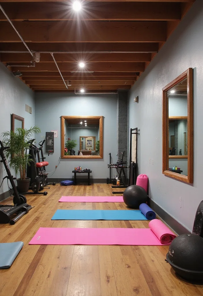 14 Basement Layout Ideas for Efficient Multi Zone Use - 6. Fitness Corner