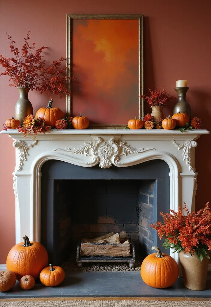 14 Fall Fireplace Mantel Decorating Ideas for Warm Seasonal Charm 100 14 Fall Fireplace Mantel Decorating Ideas for Warm Seasonal Charm 10. Themed Color Palette