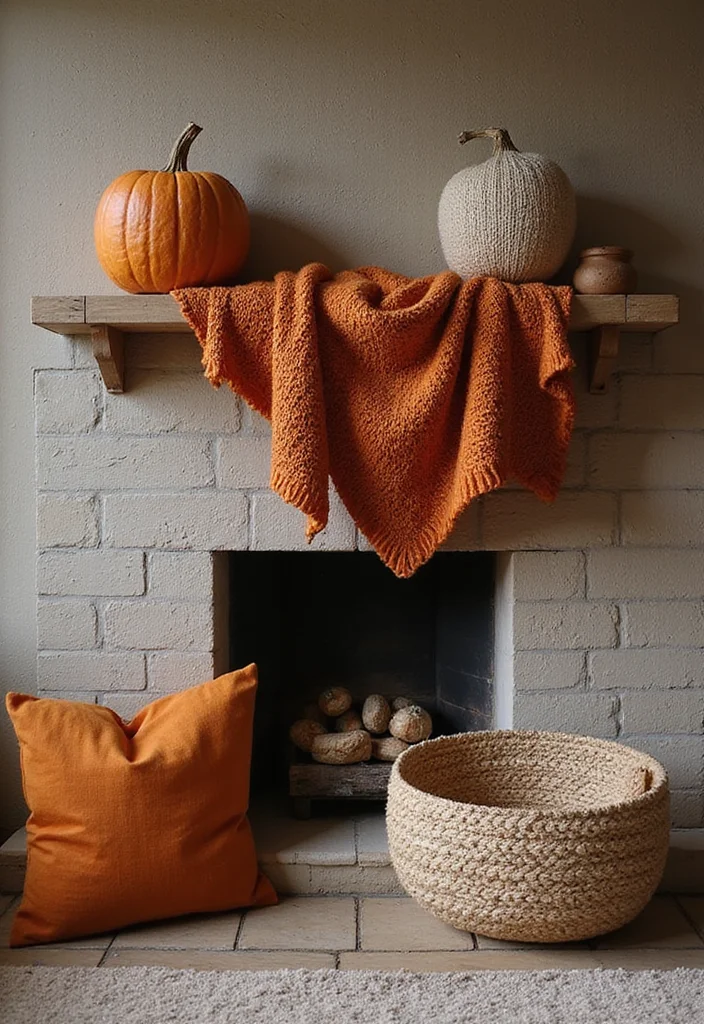 14 Fall Fireplace Mantel Decorating Ideas for Warm Seasonal Charm 23 14 Fall Fireplace Mantel Decorating Ideas for Warm Seasonal Charm 3. Cozy Textiles