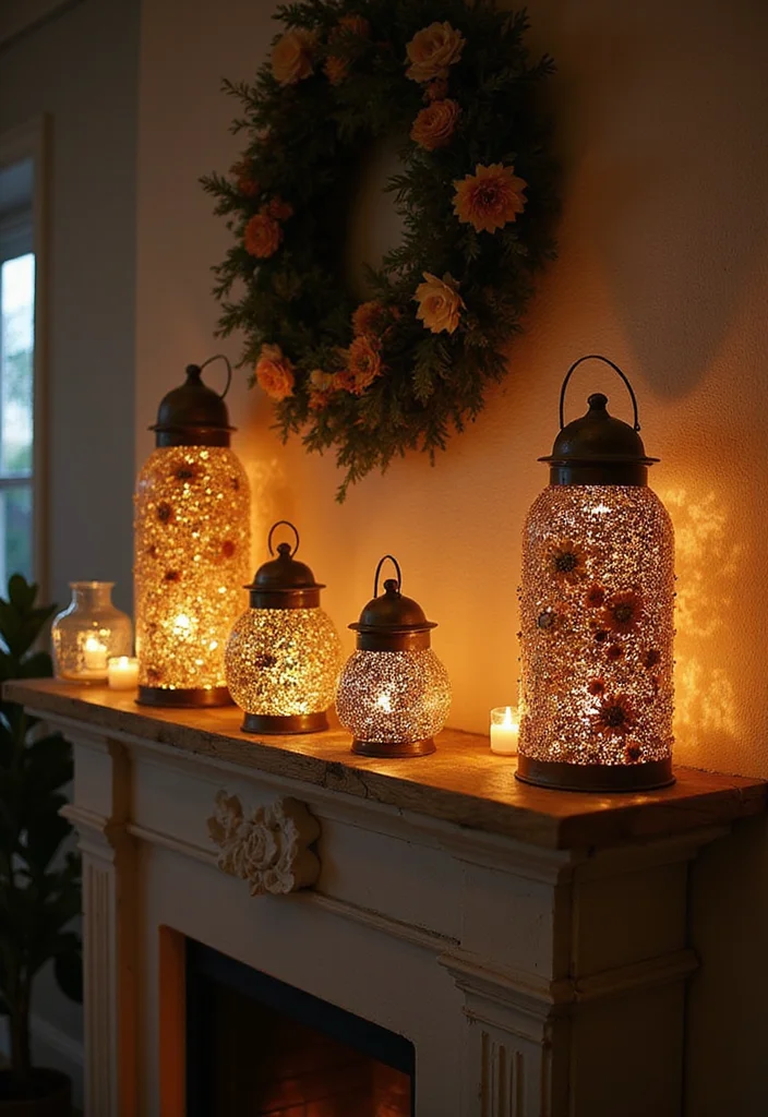 14 Fall Fireplace Mantel Decorating Ideas for Warm Seasonal Charm 34 14 Fall Fireplace Mantel Decorating Ideas for Warm Seasonal Charm 4. Eco Friendly Lanterns