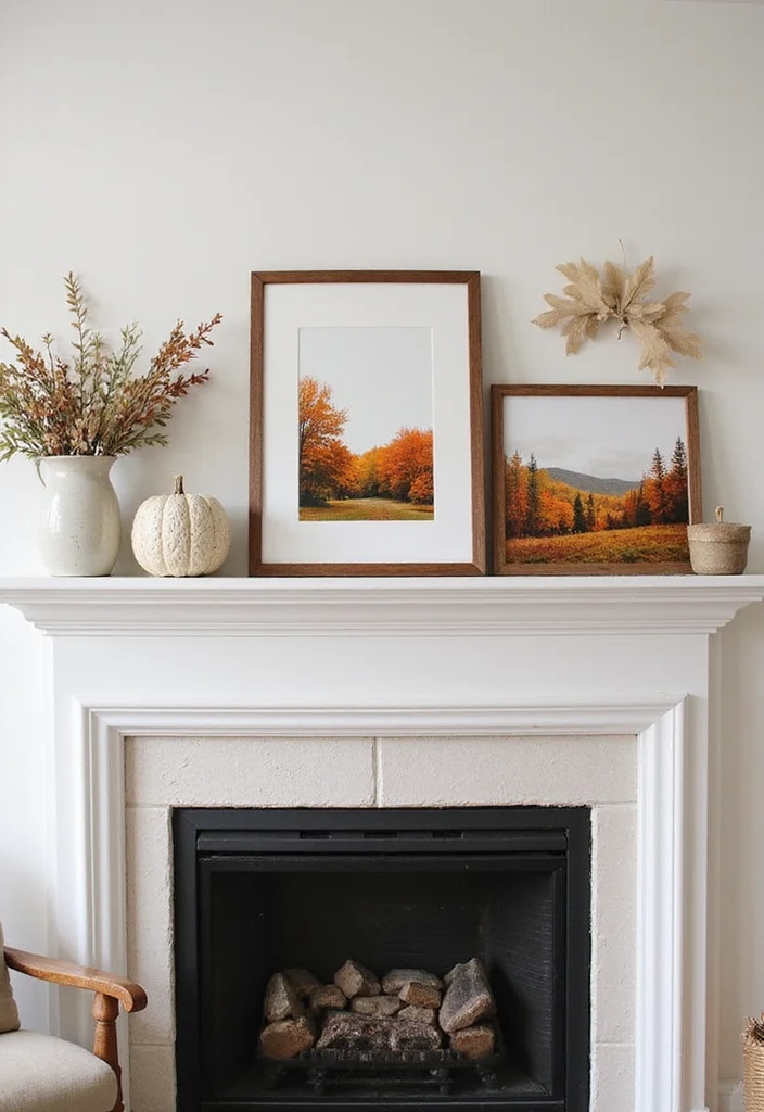 14 Fall Fireplace Mantel Decorating Ideas for Warm Seasonal Charm 45 14 Fall Fireplace Mantel Decorating Ideas for Warm Seasonal Charm 5. Seasonal Artwork