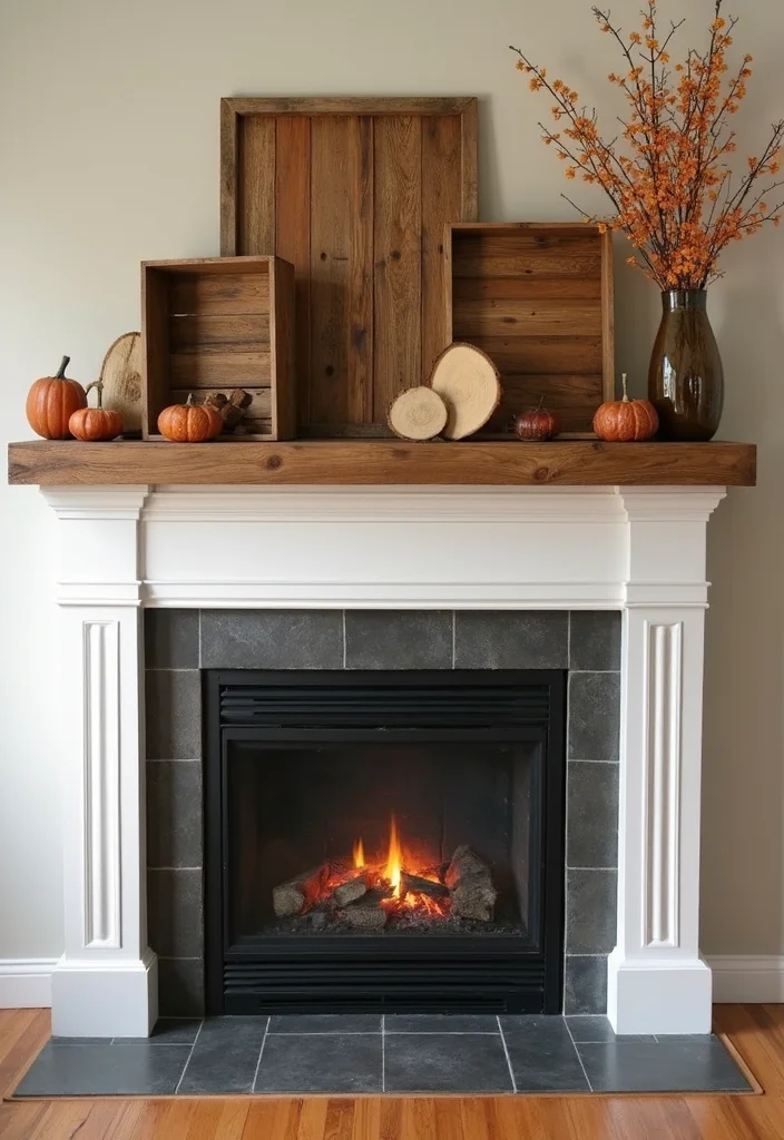 14 Fall Fireplace Mantel Decorating Ideas for Warm Seasonal Charm 67 14 Fall Fireplace Mantel Decorating Ideas for Warm Seasonal Charm 7. Reclaimed Wood Accents