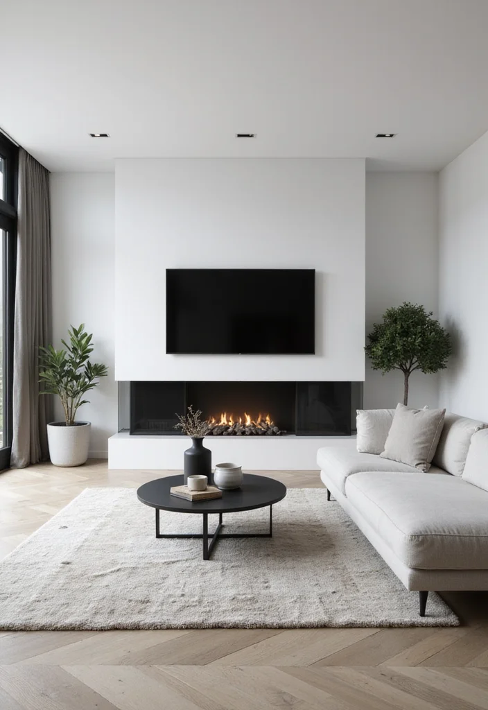 14 Fireplace and TV Ideas for Clean Practical Layouts - 12. Monochromatic Color Schemes