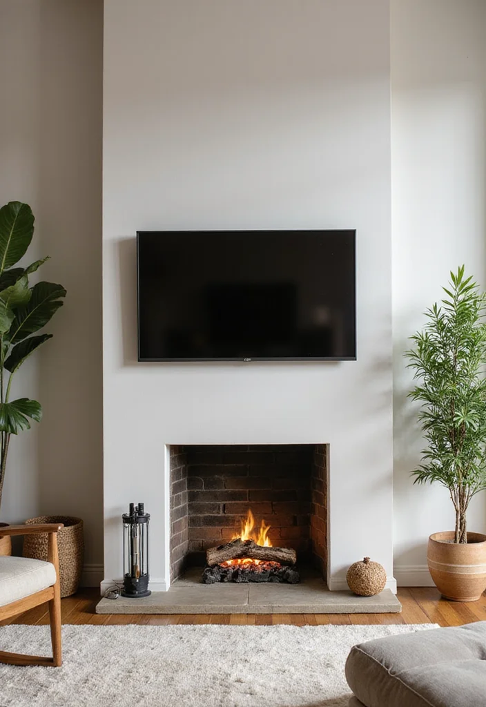 14 Fireplace and TV Ideas for Clean Practical Layouts - 14. Natural Elements Infusion