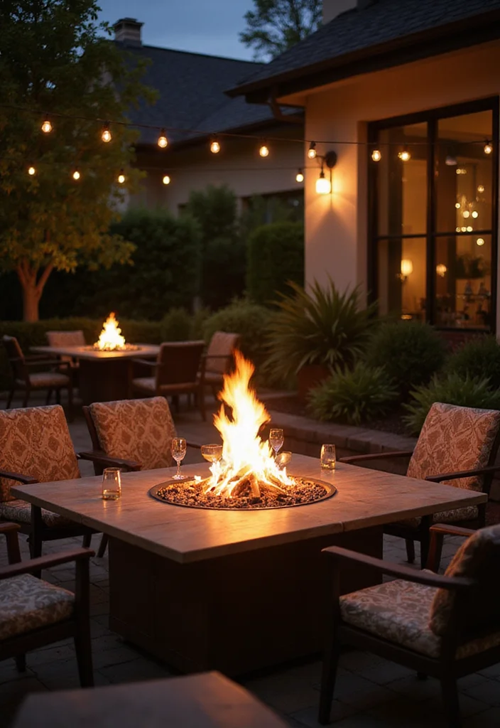 14 Outdoor Patio Ideas With Fireplace for Cozy Night Gatherings 111 14 Outdoor Patio Ideas With Fireplace for Cozy Night Gatherings 11. Fire Table for Dining