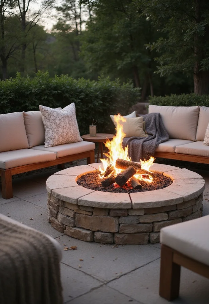 14 Outdoor Patio Ideas With Fireplace for Cozy Night Gatherings 12 14 Outdoor Patio Ideas With Fireplace for Cozy Night Gatherings 2. Rustic Stone Fire Pit