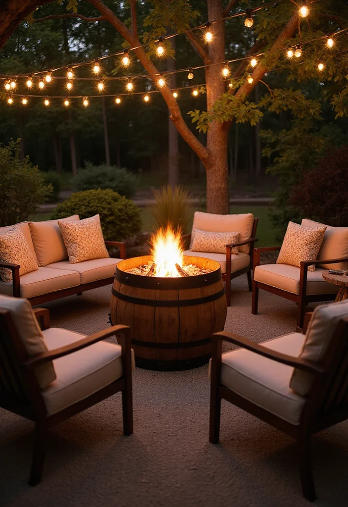 14 Outdoor Patio Ideas With Fireplace for Cozy Night Gatherings 67 14 Outdoor Patio Ideas With Fireplace for Cozy Night Gatherings 7. Barrel Fire Pit