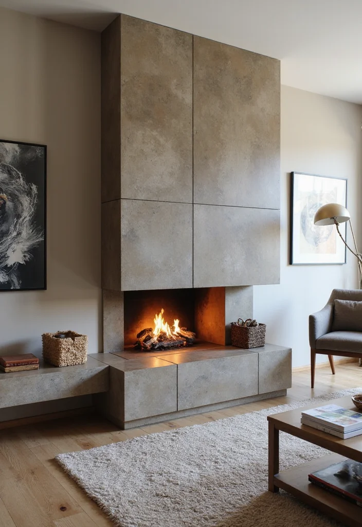 14 Three Sided Fireplace Ideas for Open Contemporary Warmth - 7. Artistic Fire Design